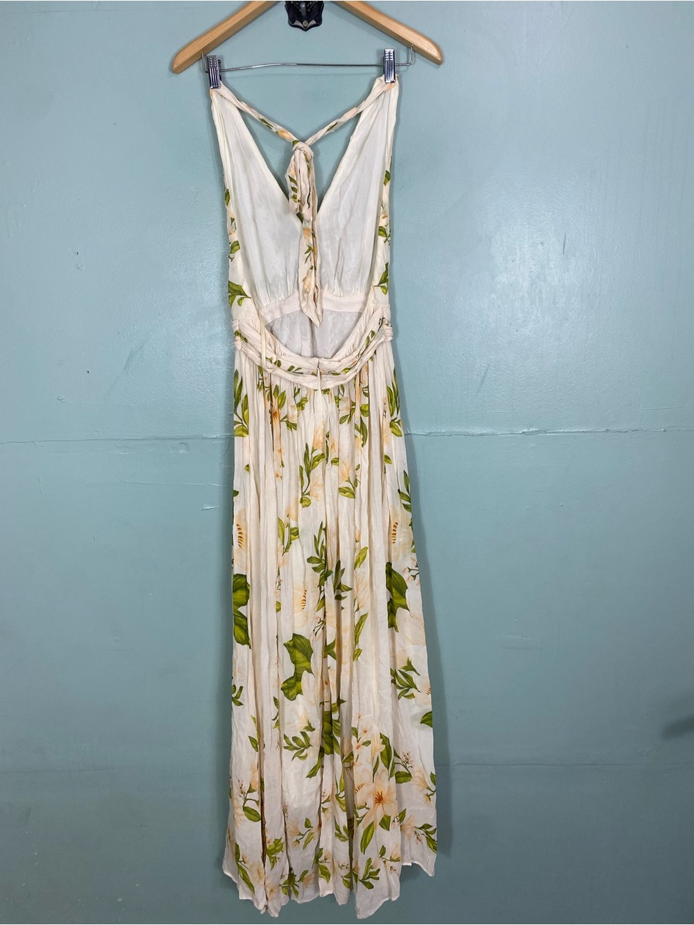Farm Rio‎ V Neck Floral Chiffon Maxi Dress Halter Tropical Small Vacation - Picture 4 of 11